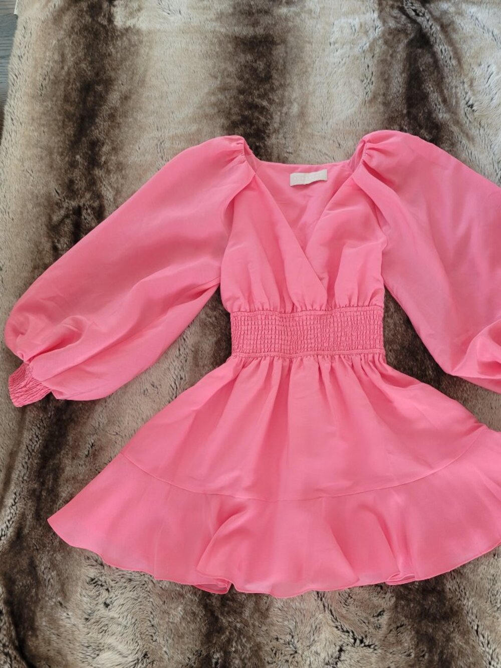 Keepsake the Label Hot Pink Puff Sleeve Mini Dress